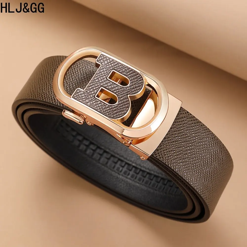 HLJ&GG High Quality B Letter Man's Belts Business Casual Versatile Automatic Buckle Waistband for Man Male Jeans Pants Belt New