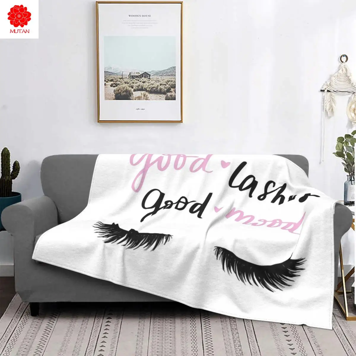 

Eyelash Unicorn Blanket Fleece All Season Beautiful Eyes Smile Portable Super Warm Throw Blanket for Sofa Car Bedspreads