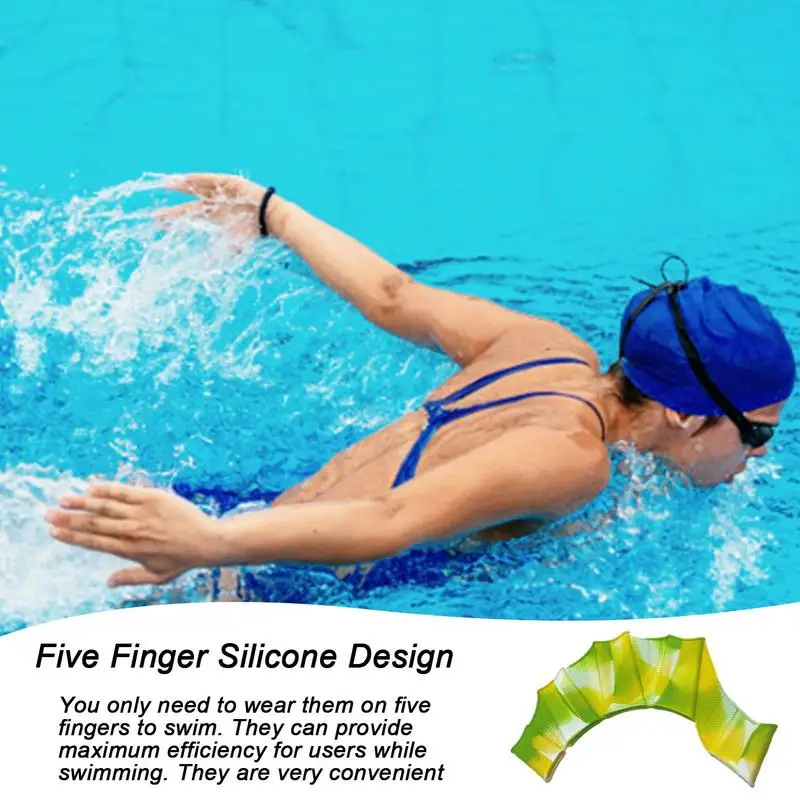 

Silicone Webbed Gloves Five Finger Design Hydrodynamic Comfortable And Elastic For Water Polo Surf Triathlon Body Surfing