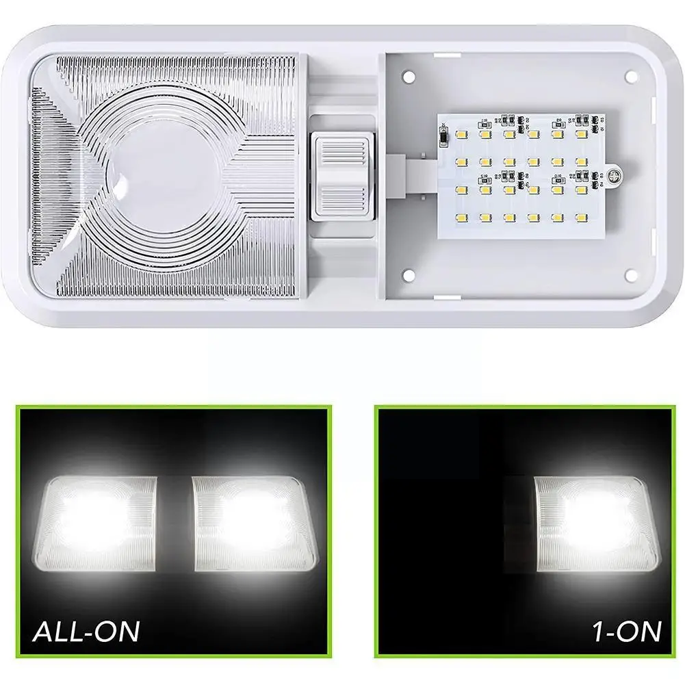 

12V 48LED Interior Double Dome Ceiling Light 2835 SMD Car Interior Lights For Camper Trailer White Caravan Accessories G2K8