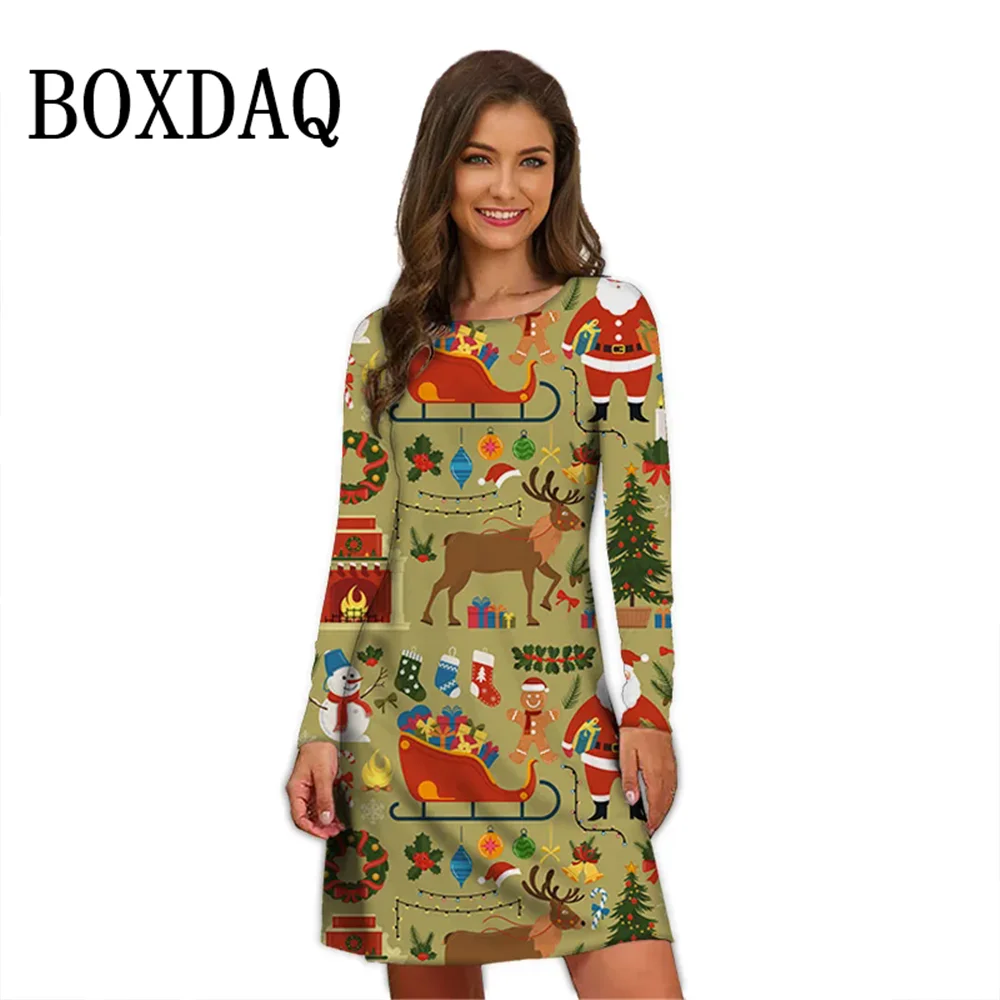 2025 веселые рождественские вечерние платья зимнее милое платье с длинными