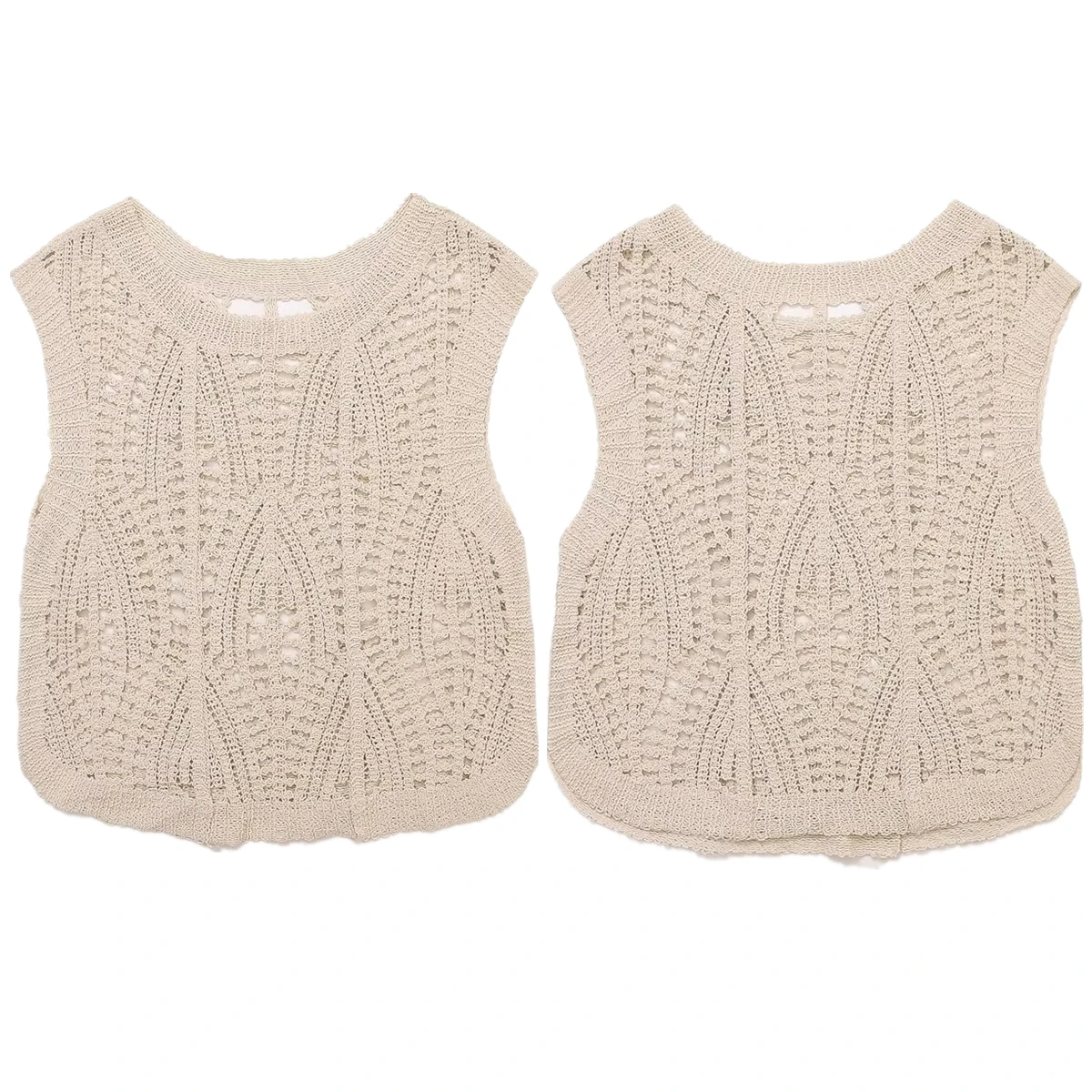 Maxdutti вязаный крючком вырезанный жилет майка Топ французская Ретро бежевая