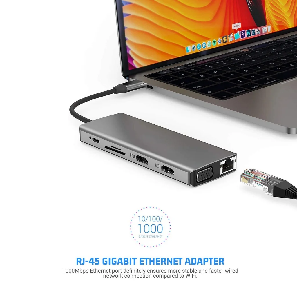 Док-станция 12 в 1 USB 3 0 HDMI Vga RJ45 |