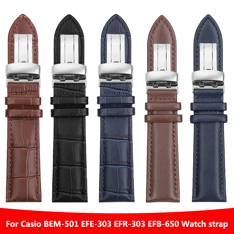New business style Genuine Leather Watch strap For Casio bem-501/506/307 Efr-303 Efb-650/550 EF-550 Dermis Men Watchband 20 22mm