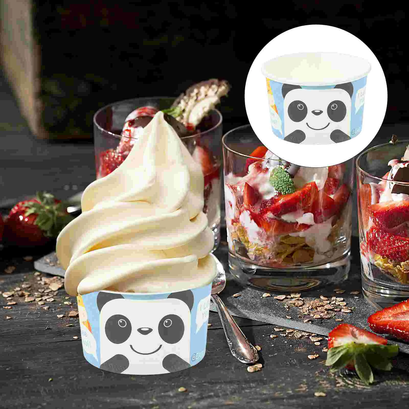 

Paper Ice Cream Cups Disposable Dessert Bowls Cute Bear Ice Cream Bucket Sundae Cups Dessert Yogurt Container