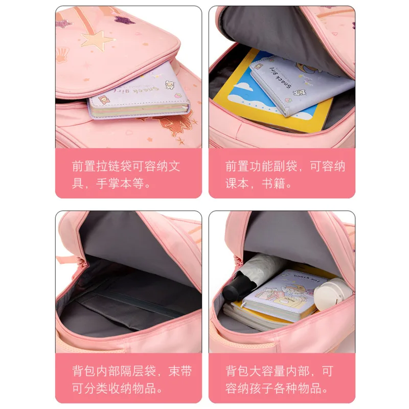 Embroidery Unicorn Girls Backpack Zipper Waterproof Kids Primary Schoolbag Large Capacity Cartoon Children Backpack