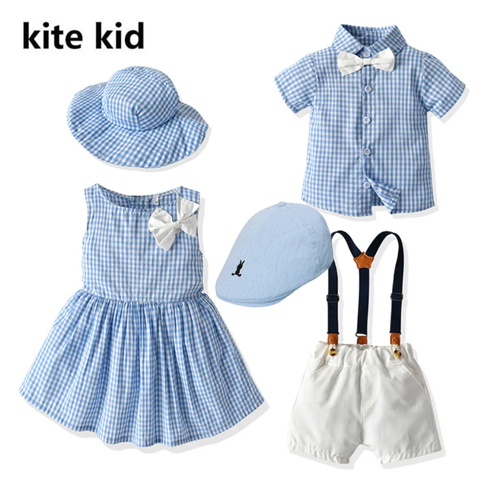 Clothes for Kids Boy Baby Set Brother and Sister Matching Outfit Plaid Dress Girls Boys Family Matching Outfits for Photograph