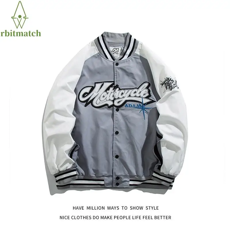 

New Patchwork Spring Autumn Letterman Embroidery Men Baseball Bomber Jacket Unisex Women Varsity Coat Couple High Street Stadium