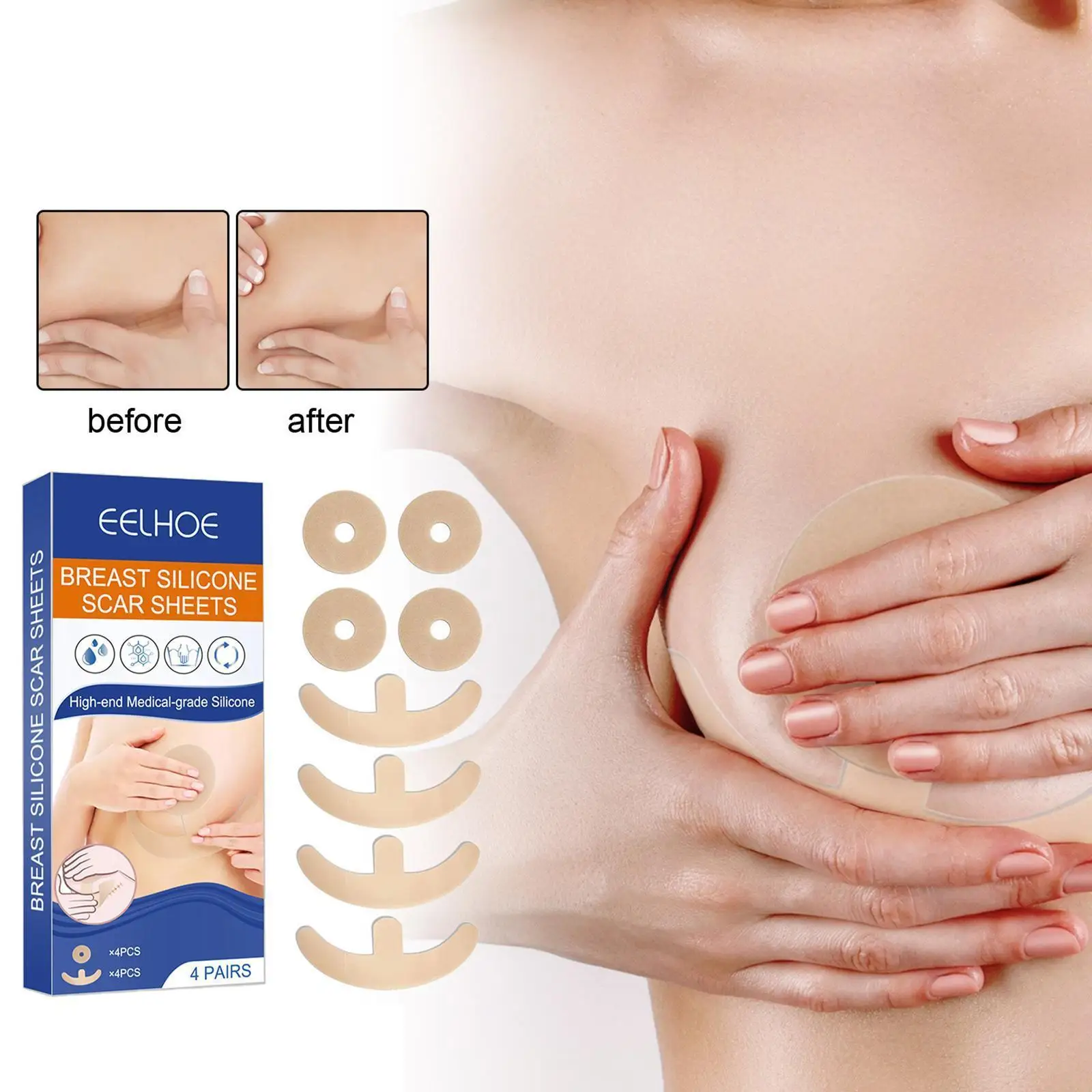

Breast Silicone Scar Sheets Fade Flatten Scar Removal Treatment Stickers Scars Repair Scar Patches Surgical Healthy Acne Y8o6