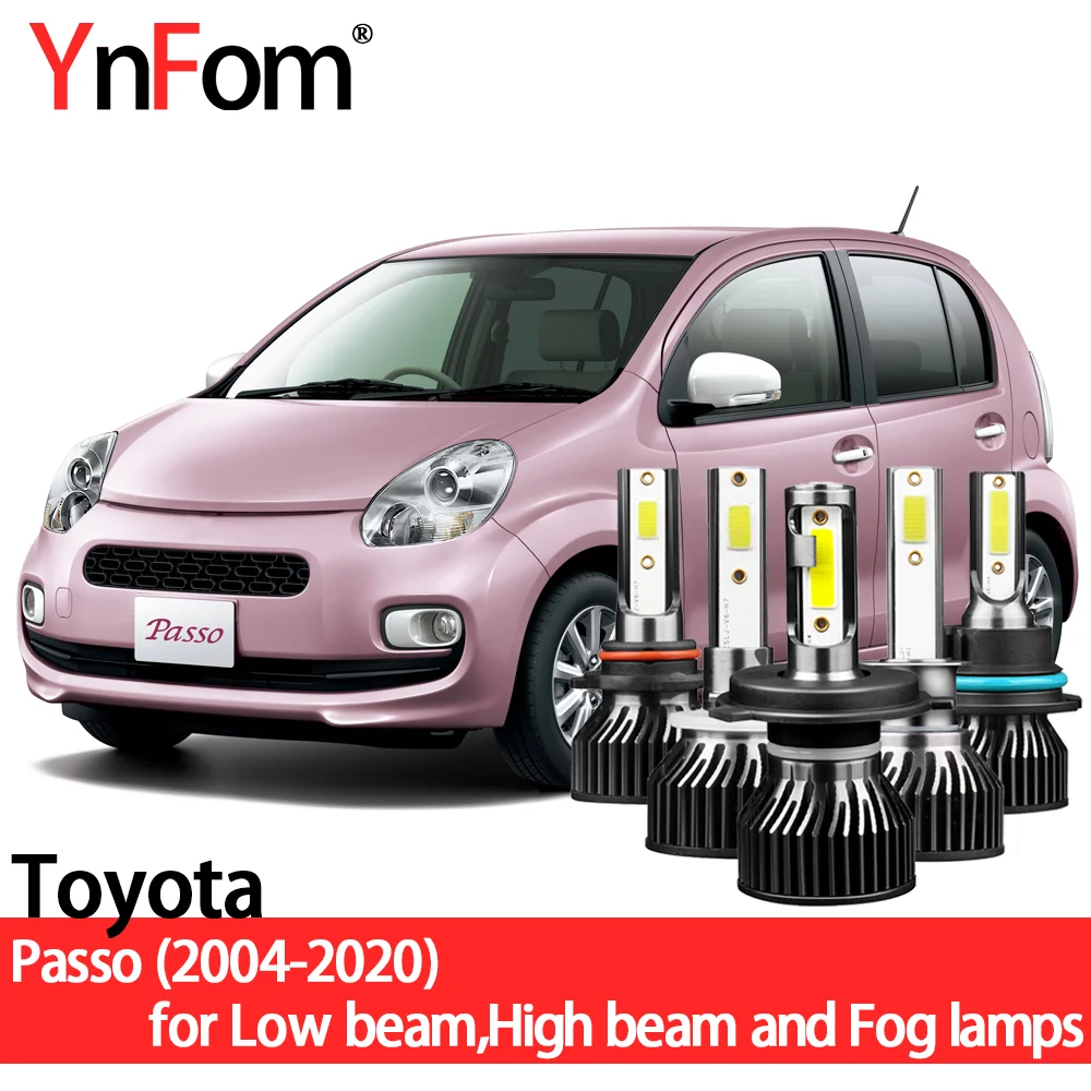 YnFom Toyota Special LED Headlight Bulbs Kit For Passo C10 C30 M70 2004-2020 Low beam,High beam,Fog lamp,Car Accessories