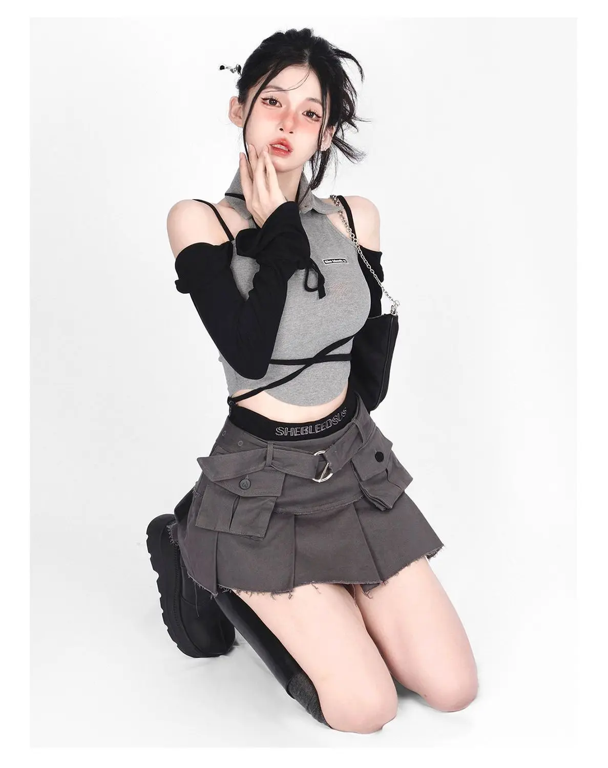 Женский комплект мини-юбки в стиле пэчворк привлекательная плиссированная юбка