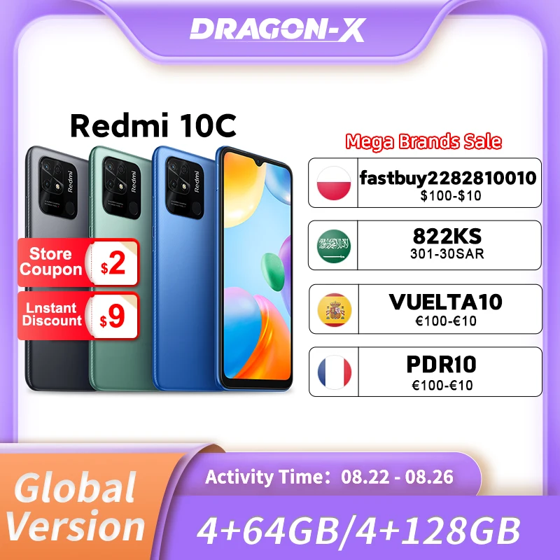 Глобальная версия Xiaomi Redmi 10C Смартфон Snapdragon 680 64 Гб/128 ГБ 6 71 &quotHD экран мобильный 50MP