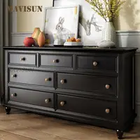 Black Medieval Retro Solid Wood Drawers Simple Living Room Kitchen Buffet Antique Small Apartment Cabinets Cupboards Display