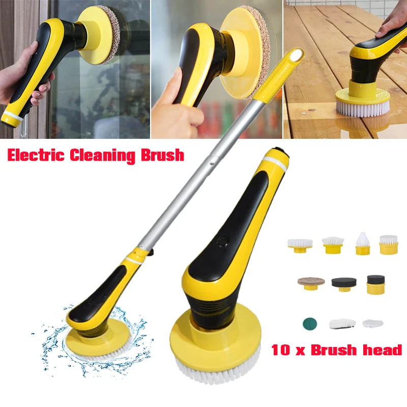 

Electric Cleaning Brush Bathroom Wireless Floor Tile Gap Toilet Cleaning Brush Spin Scrubber Tools with long handle10 brush head