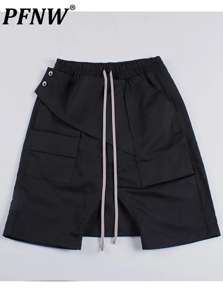 

PFNW Asymmetrical Spliced Design Shorts Men High Street Darkwear Style Pants Summer Trend Solid Short Trousers Male 12A1519