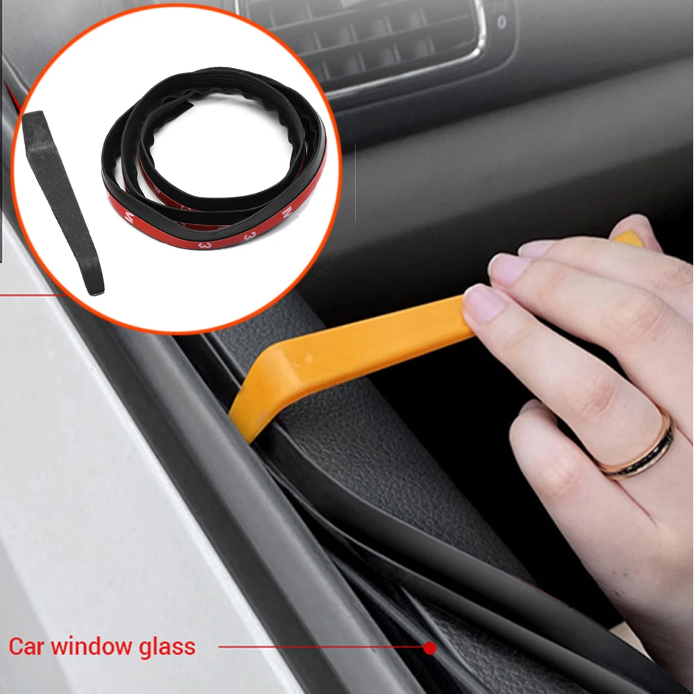 

2m Car Door Window Rubber Seal Strip Automotive V-Shaped Sealing Trim Strip Stickers Self Adhesive Draft Molding Accessories