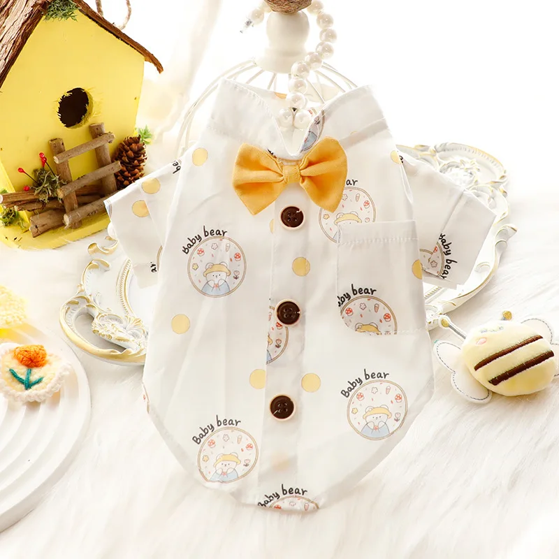 Одежда для собак тонкая рубашка кошек на весну и лето китайский галстук-бабочка