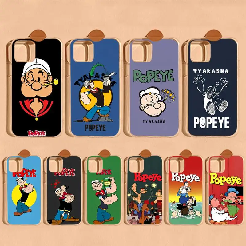 

MINISO P-popeyeS spinachS Phone Case For iPhone 14 11 12 13 Mini Pro XS Max Cover 6 7 8 Plus X XR SE 2020 Funda Shell