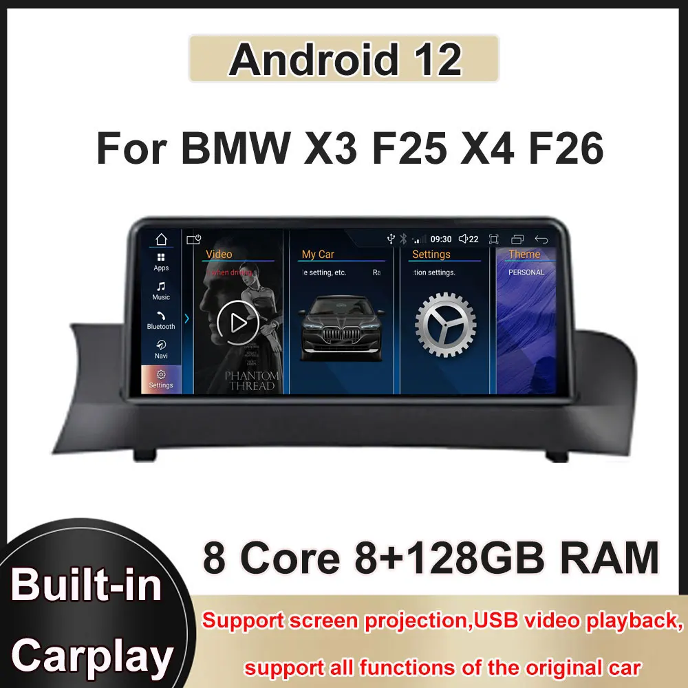 

10.25 Inch Android 12 Touch ID8 Screen For BMW X3 F25 X4 F26 Car Accessories Auto Carplay Monitors Audio Radio Multimedia Player