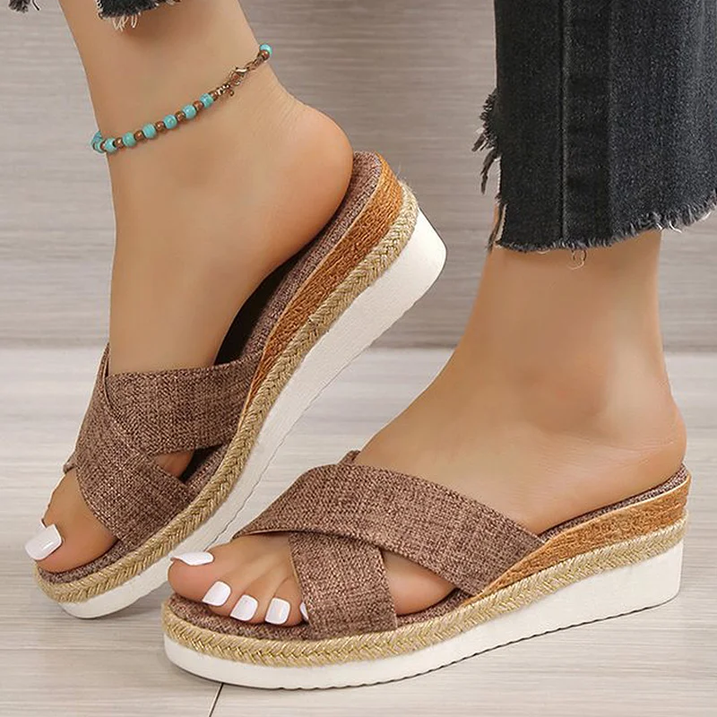 

Women Sandals Wedges Heels Summer Shoes For Women Platform Sandalias Mujer Elegant Woman Heeled Shoes Slippers Summer Footwear