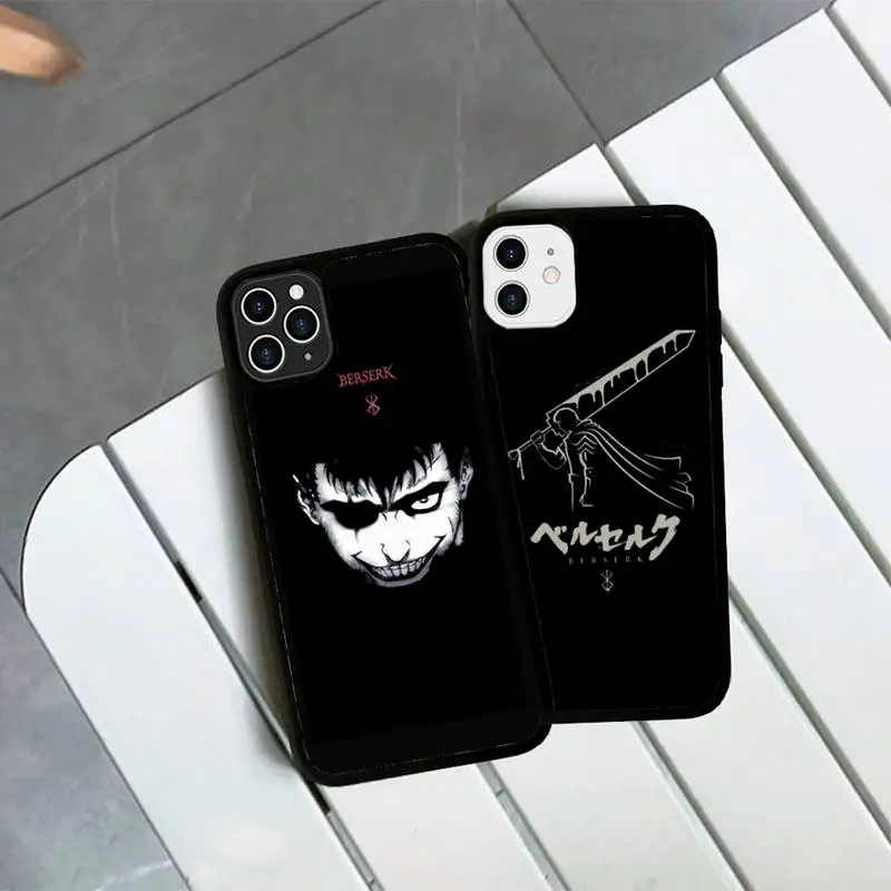 

anime berserk guts Phone Case Silicone PC+TPU Case for iPhone 11 12 13 Pro Max 8 7 6 Plus X SE XR Hard Fundas