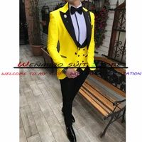 men suits 3 pieces slim fit business jacket groom champagne noble grey white tuxedos for formal wedding suit blazerpantsvest