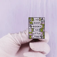 so many book so little time hard enamel pin pastel bookcase lapel pins badge brooch for jewelry accessory