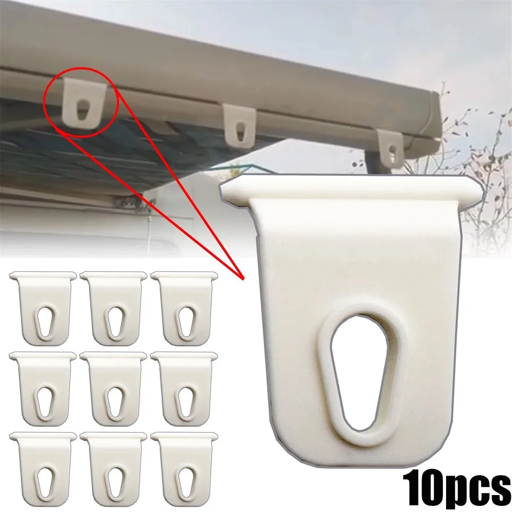 10pcs Universal White RV Awning Hook Hanging Clothes Party Light Holder For Caravan Camper Caravan Party Light Holder Travel Car