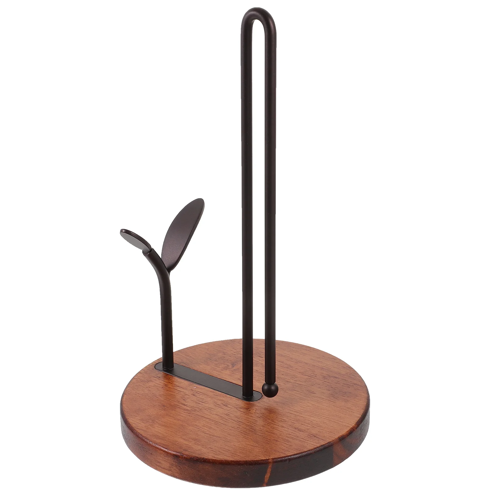 

Кухонная подставка для рулона бумаги, металлический держатель для бумажных полотенец с деревянной основой, вертикальный органайзер для рулона бумаги