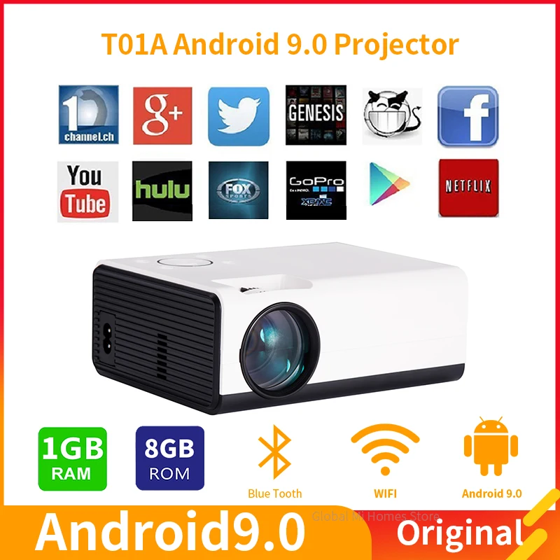 Мировая версия T01A Mini проектор 4K Полная HD 1080P Android Wifi видео 110Ansi Портативный мини -