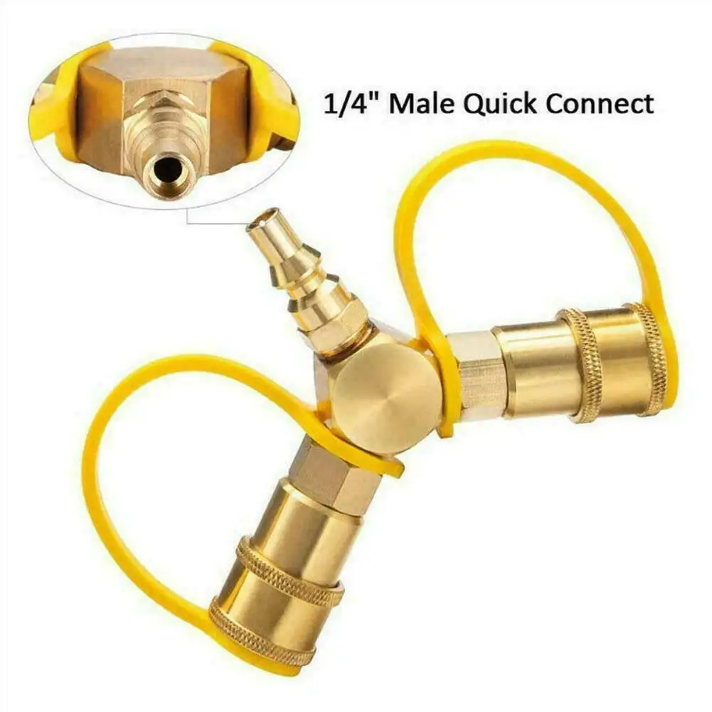 

Gas Tank 1/4 Y Splitter Adapter Corrosion-resistant Premium Brass Material Quick Connector For Home Bbq Grill