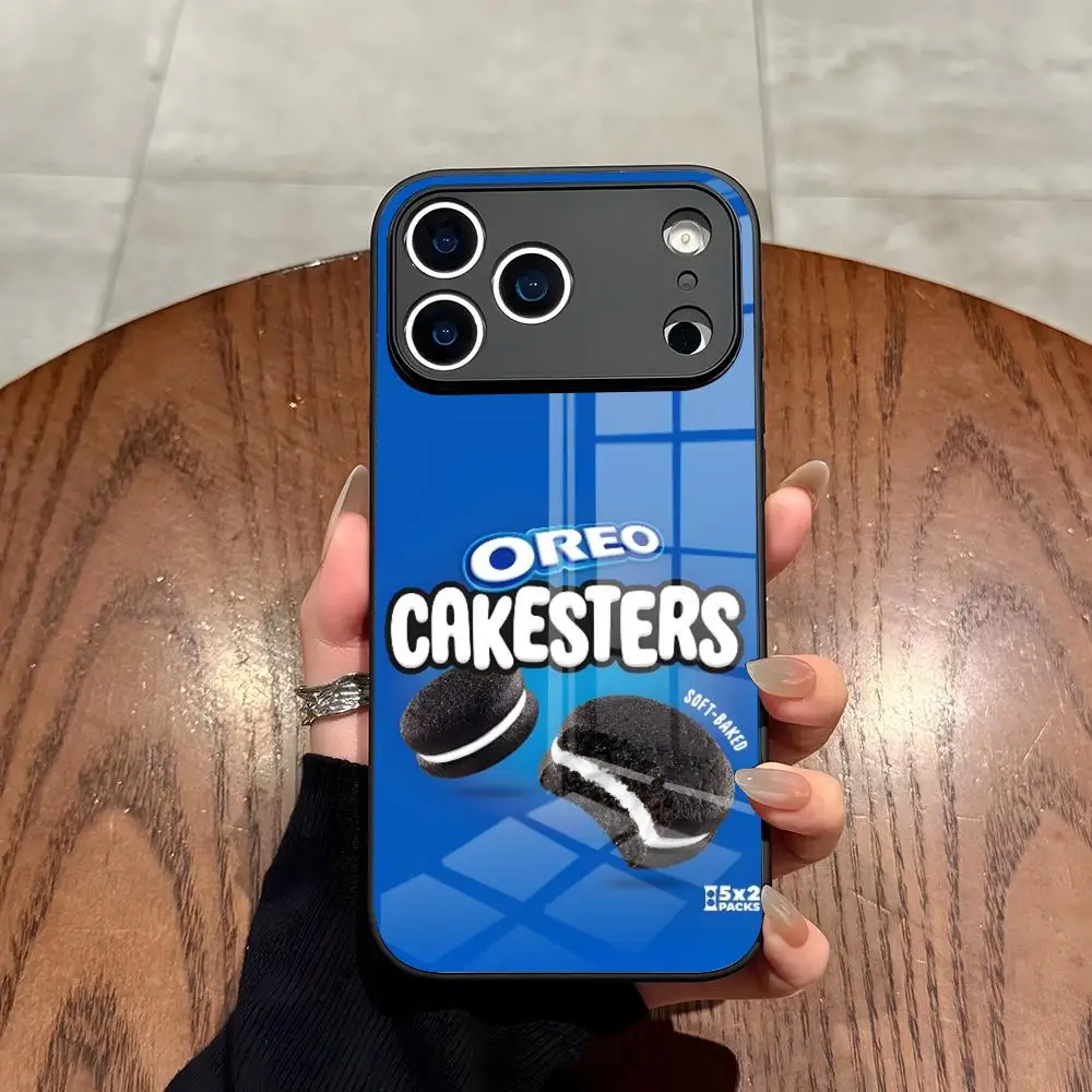 Фото Чехол для телефона O-Oreo Milk Cookies для iPhone 17 Air 16 15 14 12 11 13 Pro Max Mini X Xr Xs Se Puls, стеклянный чехол №5