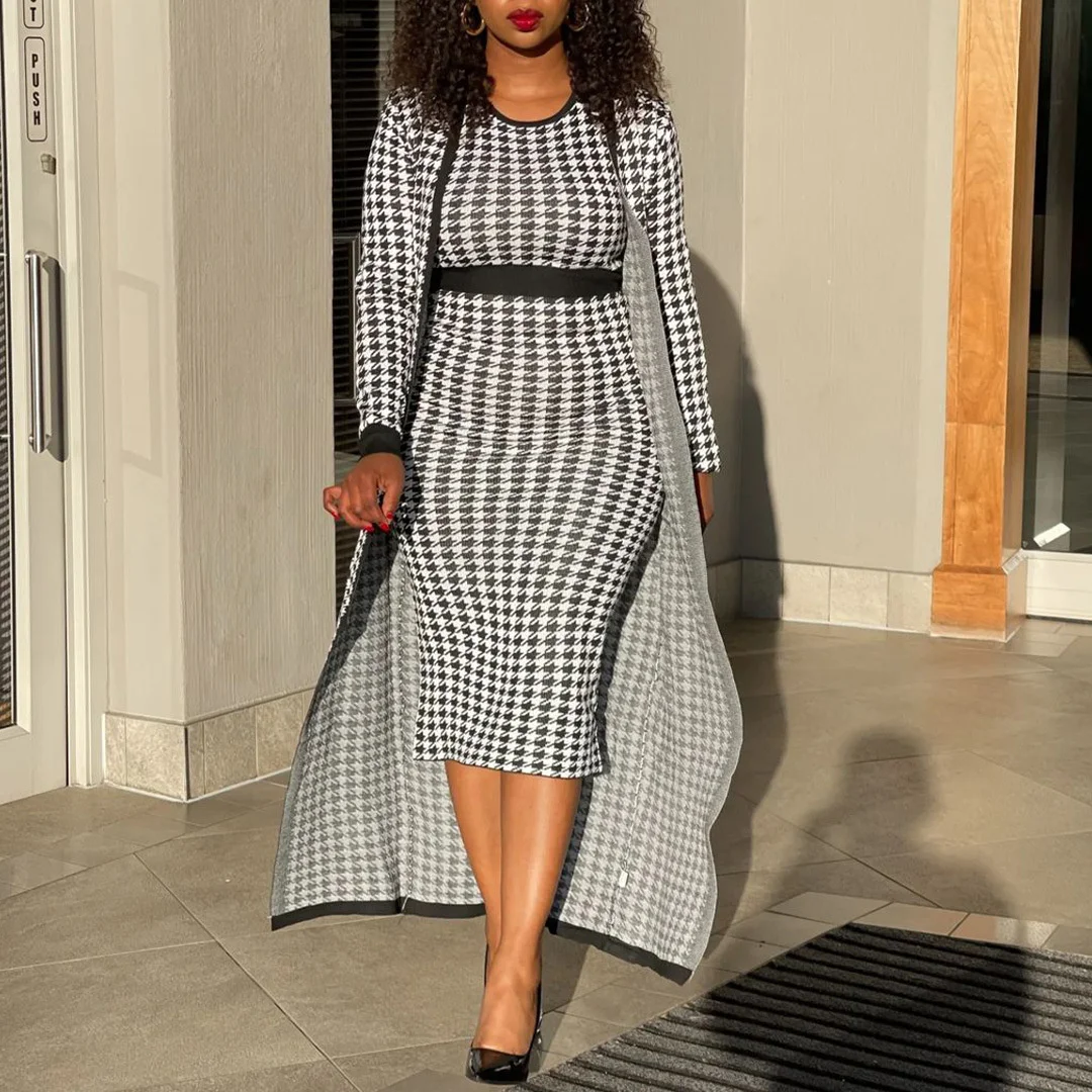 

Женское платье с длинным рукавом, комплект из 2 предметов