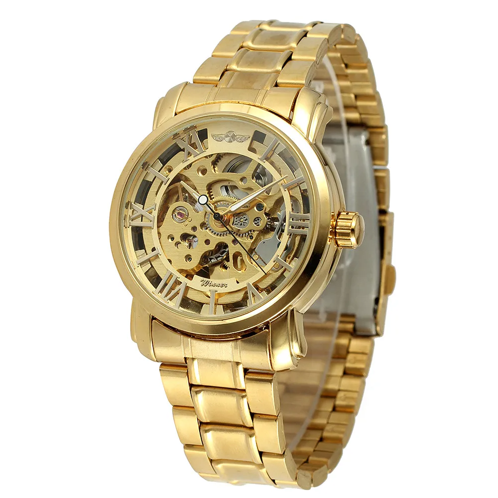 

WINNER Mechanical Watch Women Luxury Business Hollow Wrist Watch Sliver Stainless Steel Automatic Watches relogio feminino