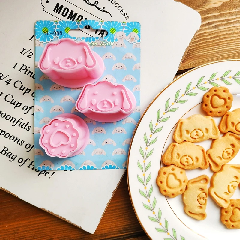 

1Set Long Eared Dog Cookie Cutter Heart Shape Fondant Biscuit Sandwich Chocolate Baking Mold Polka Dot Love Biscuit Mold