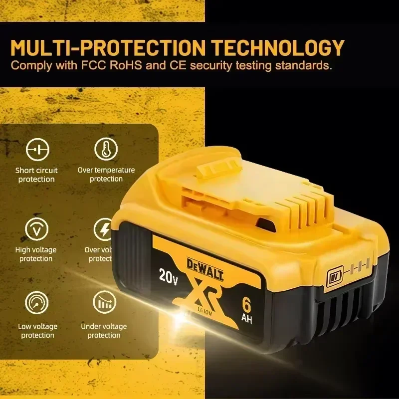 Фото НОВАЯ 100% кодированная оригинальная литиевая батарея Dewalt DCB202 DCB609 18 В 20 В 5 Ач 6 Ач ручная угловая шлифовальная машина молоток перезаряжаемая батарея №5
