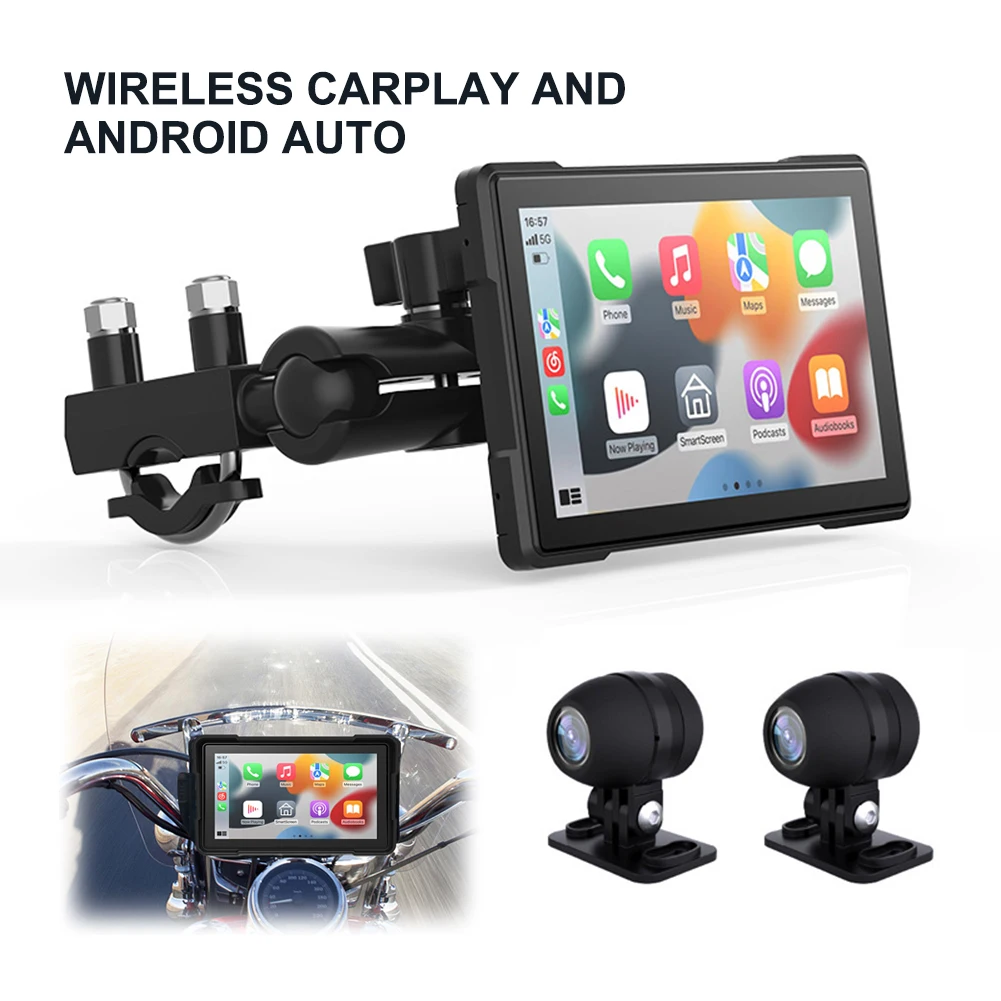 Новый беспроводной мотоциклетный CarPlay ЖК-дисплей сенсорный экран Apple Android Авто Moto