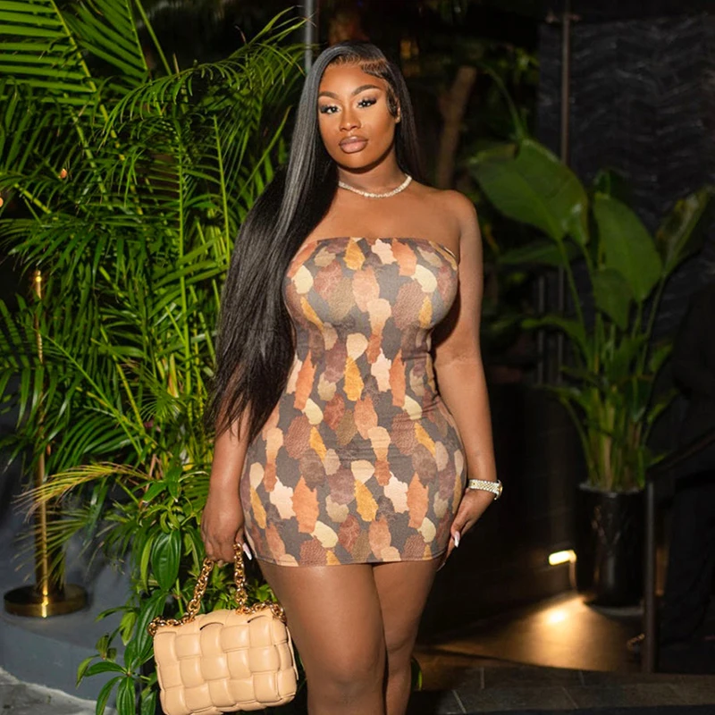 

Сексуальное облегающее мини-платье без бретелек с открытыми плечами, Женский облегающий сарафан с открытой спиной и принтом, популярный летний сарафан в стиле бохо, Y2K, 2023