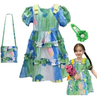 summer girls dress green oil painting style skirts 2022 kids gradient beach casual dresses children baby costume for 1 10 years