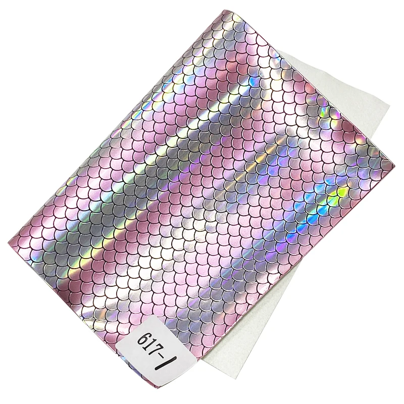 

Голографический лазерный лист из искусственной кожи 46*135 см с изображением рыбьей чешуи/русалки для обуви/сумки/одежды/поделок своими рукам...