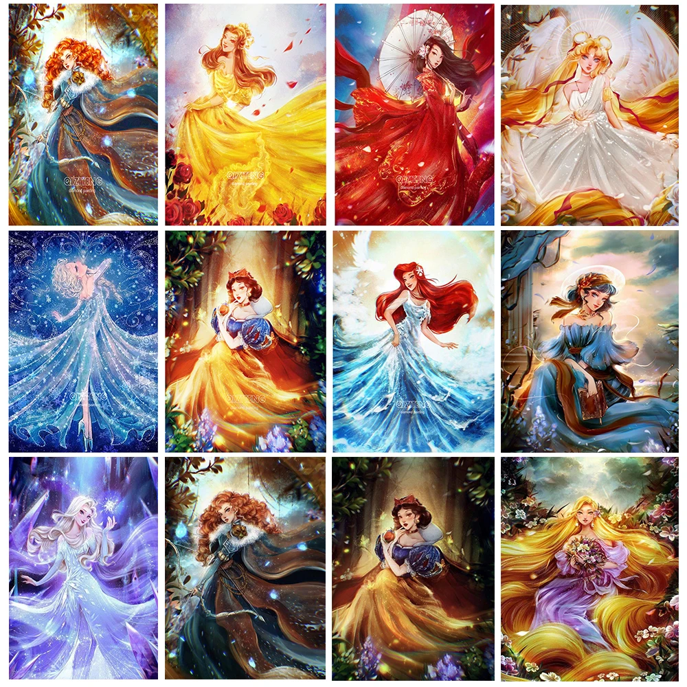 

DIY Diamond Painting Gorgeous Disney Princess Ariel Wearing the Sea 5D Encrusted Rhinestone Embroidery Kit Home Decor Gift