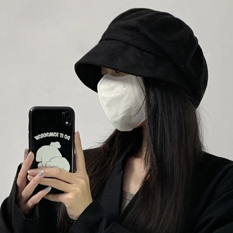 

British Retro Style Versatile Casual Beret Autumn/Winter Keep Warm Roll Brim Octagonal Hat Women Fashion Newsboy Hat Winter Hat