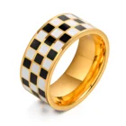 Винтажное клетчатое модное кольцо, черно-белый простой браслет из нержавеющей стали, подарок для нее