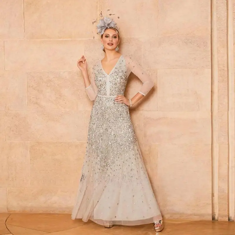Серое платье с блестками для свадебной вечеринки Пляжное Платье треугольным