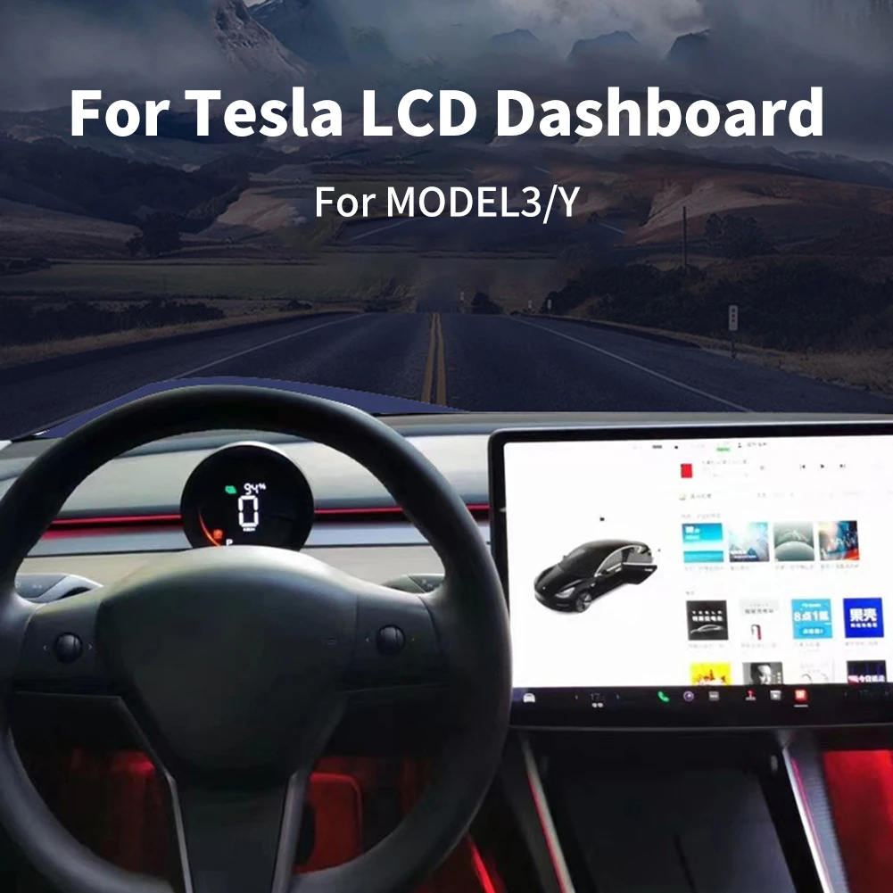 

4.3 Inch Dashboard HUD Digital LCD Display KM/H / MPH For Tesla Model 3/Y Head Up Dash LCD Instrument Panel Safety Driving