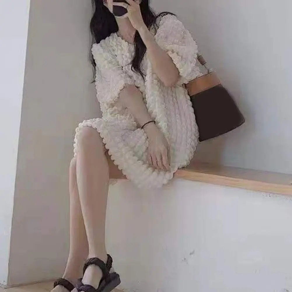 

Casual Dress Chic Skin-touch Short Sleeve Casual Loose Beach Short Dress Streetwear Summer Dress Mini Dress