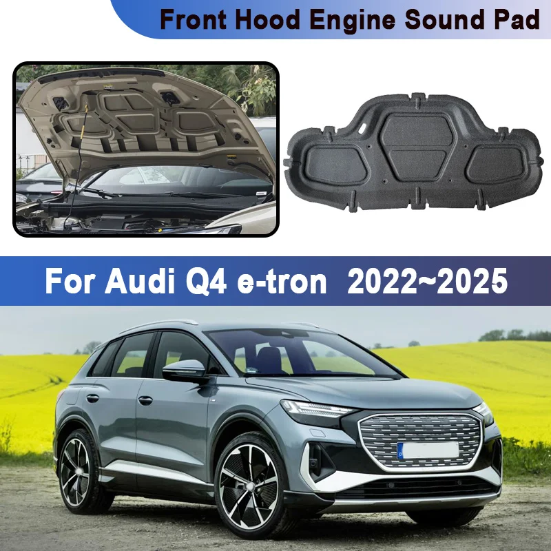 Фото Для Audi Q4 e-tron 2022 2023 2024 2025: Шумопоглощающая и теплоизоляционная накладка на капот, передняя крышка капота, автомобильные аксессуары №1