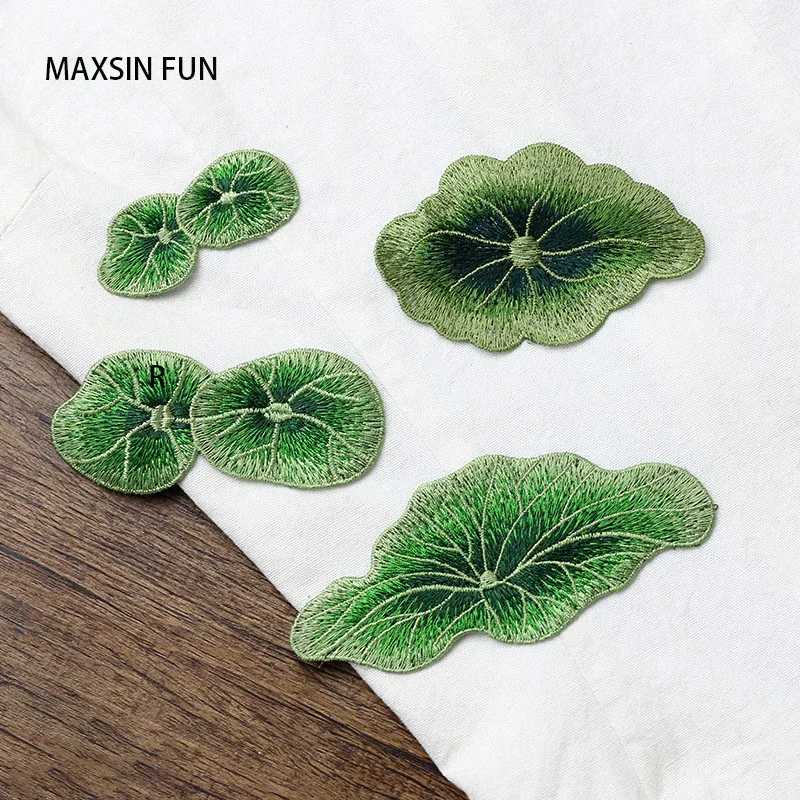 

Green Lotus Leaf Patches for Clothing Embroidery Sew on Clothes Small Hole Repair Accessories Glue-free Hand-sewn Sticker Type