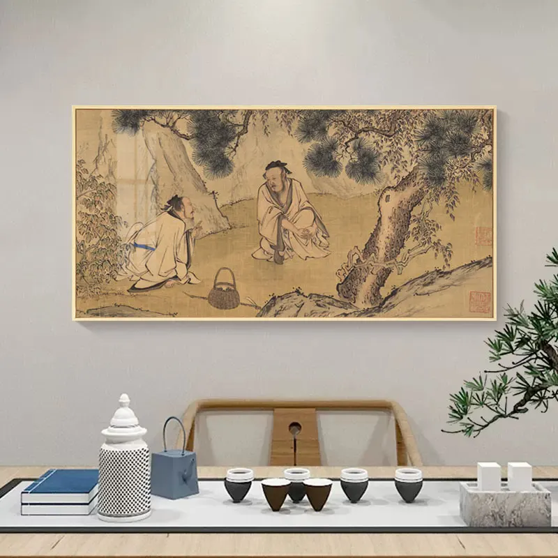 

Chinese Style Oil Painting Ancient Men Portrait Poster Canvas Print Painting Wall Art Living Room Home Decoration