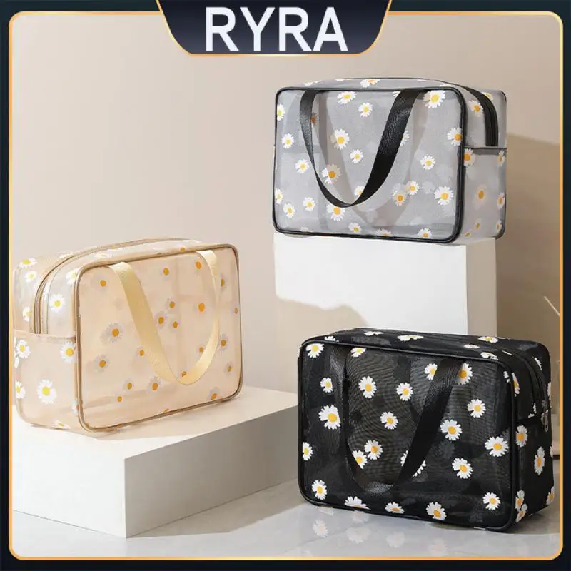 

Large Capacity Makeup Bag Transparent Storage Bag Mesh Bag Reinforced Thickened Handle Cosmetic Bag Visible